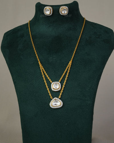 2 layered Moissanite Polki Necklace Set