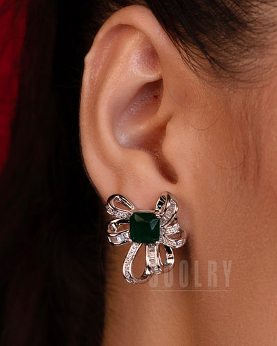 Regal Emerald Bow Studs