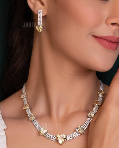 Yellow Heart shape Necklace Set