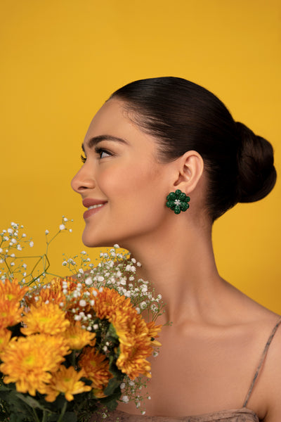 3D floral studs