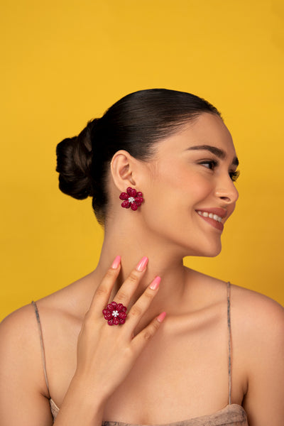 3D floral studs