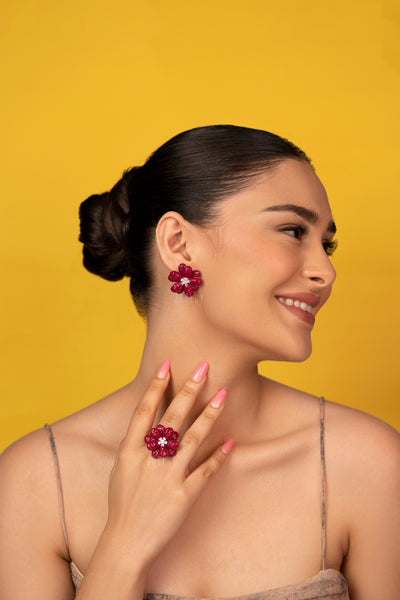 3D floral studs