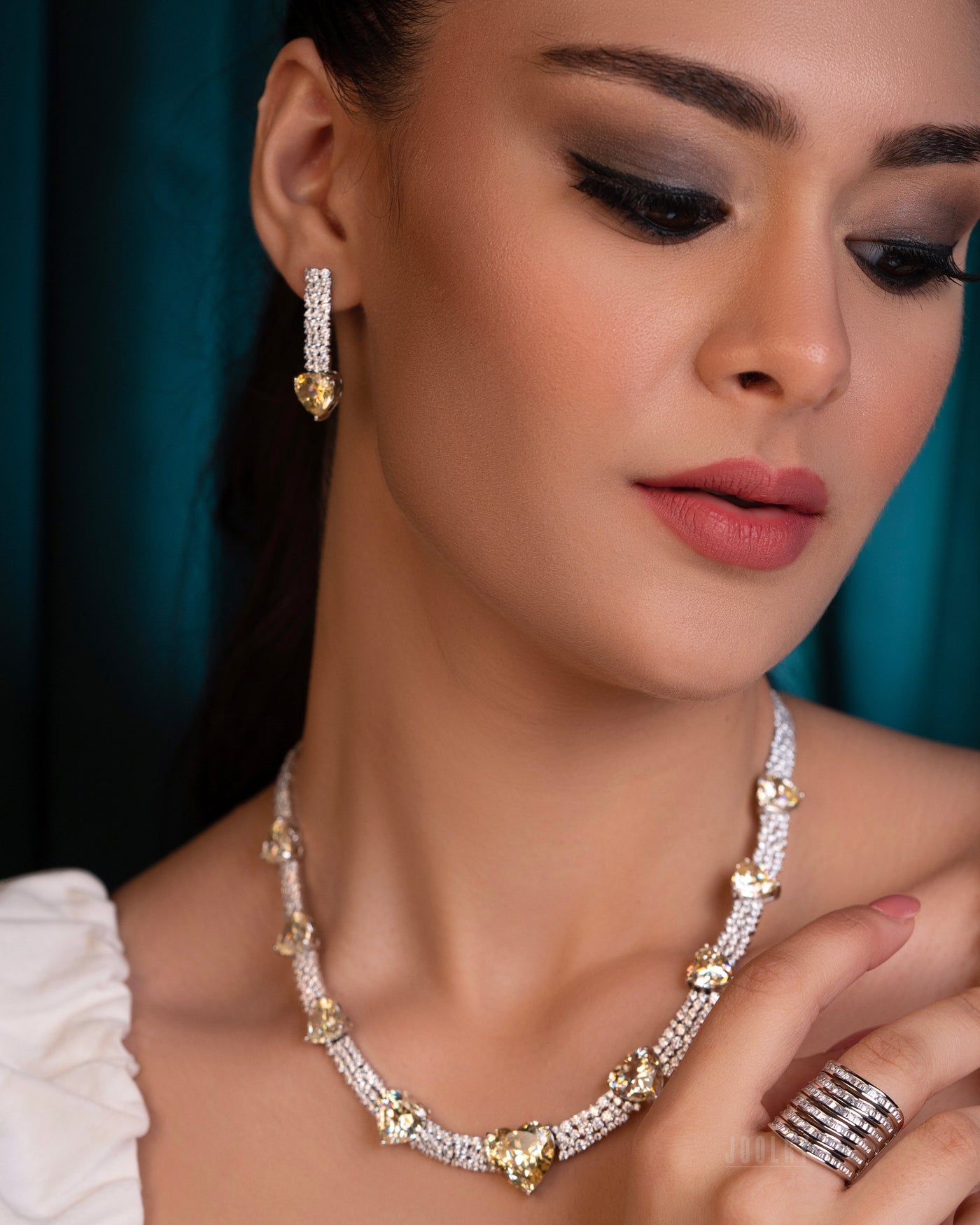 Yellow Heart shape Necklace Set