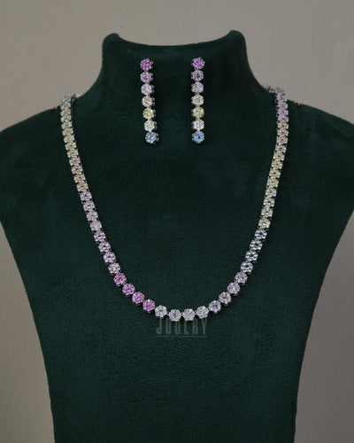 Tennis Rainbow Necklace Set