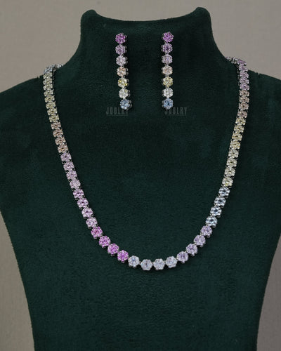 Tennis Rainbow Necklace Set