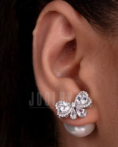 Pearl Bow Stud Earrings