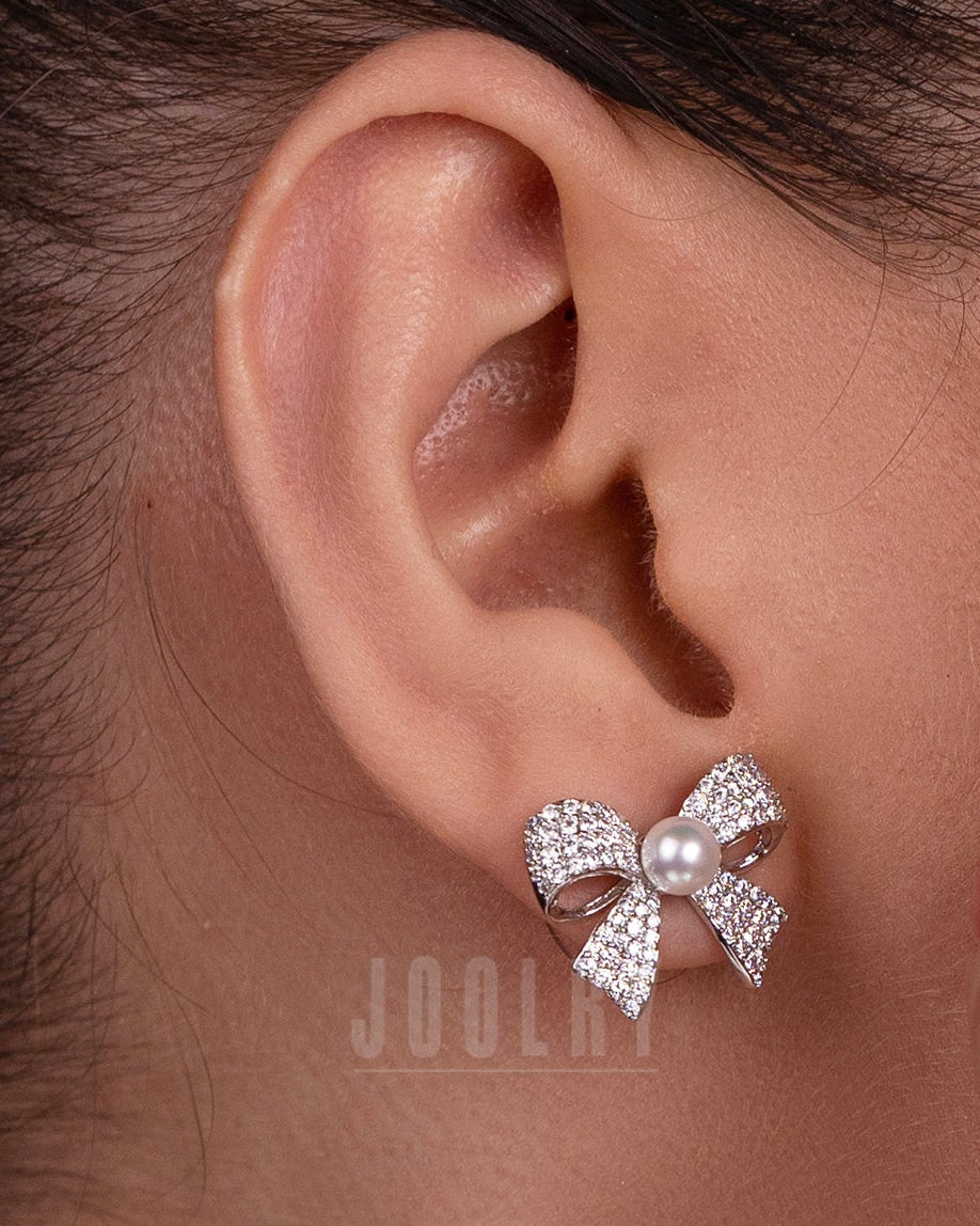 Sparkling Bow Diamond Earrings