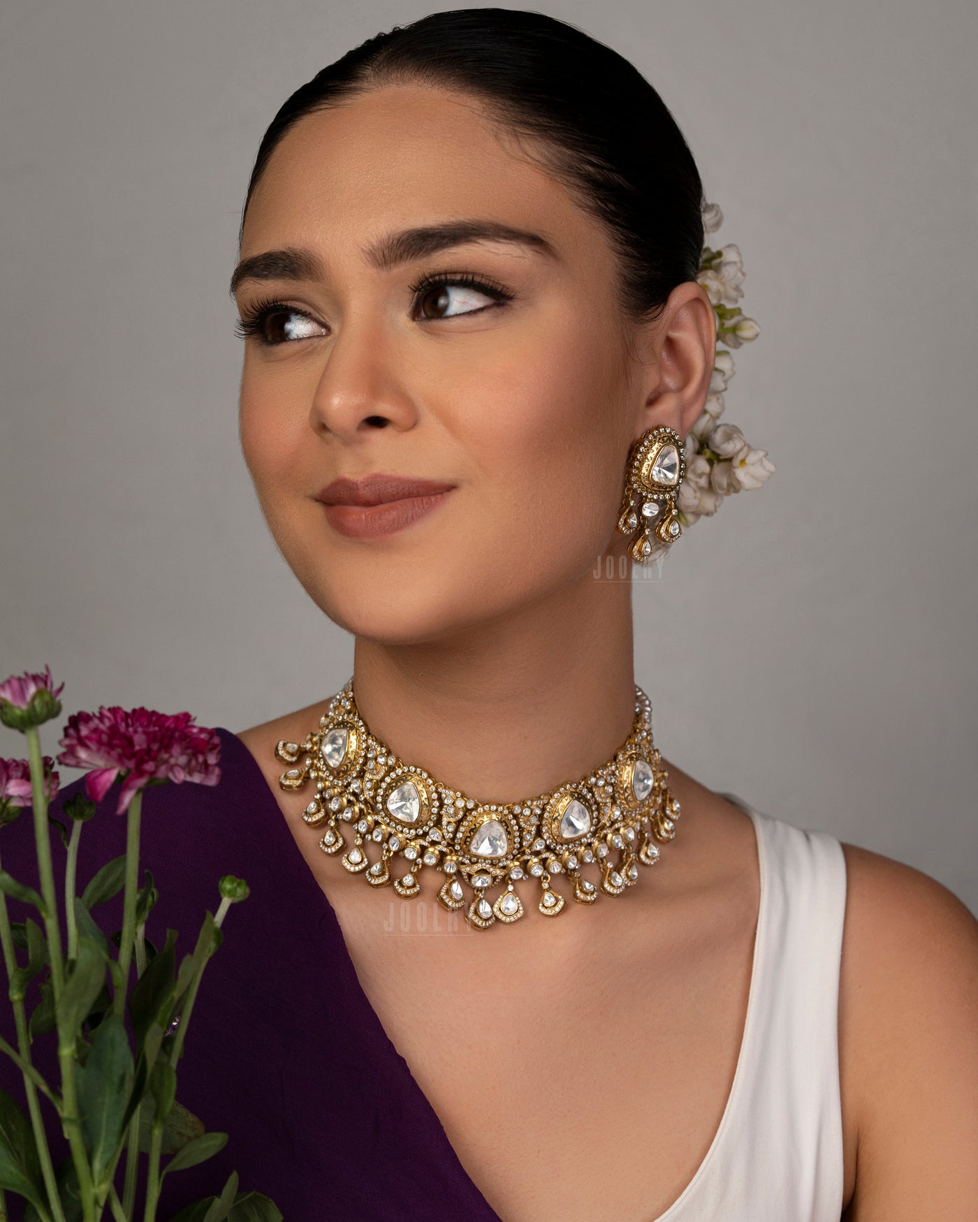 Royal Moissanite Polki Choker Set