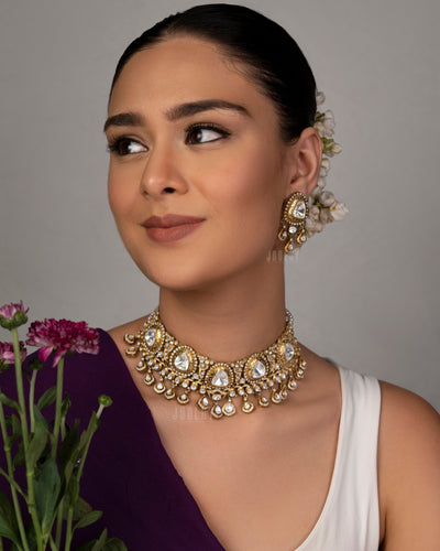 Royal Moissanite Polki Choker Set