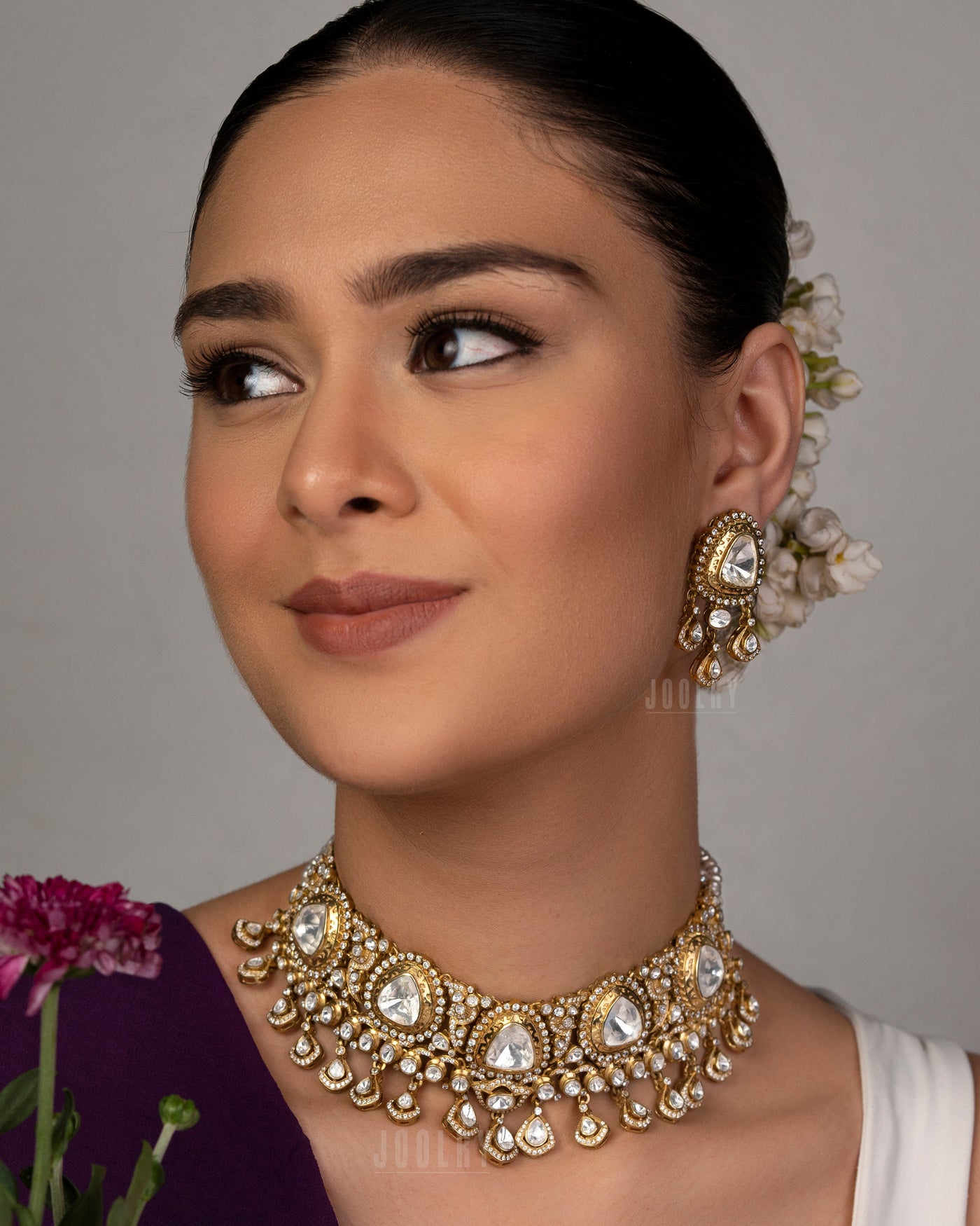 Royal Moissanite Polki Choker Set