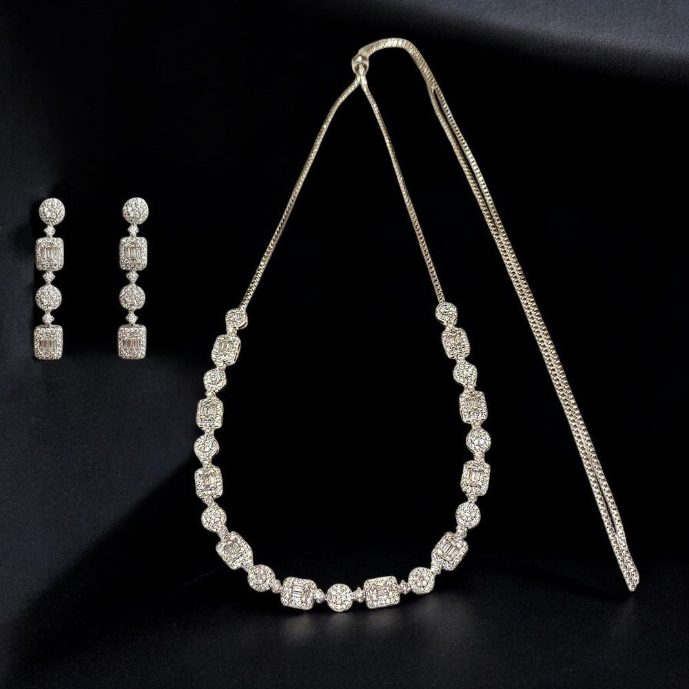 Classic Baguette And Round Diamonte Choker Set