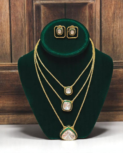 Three-Layered Polki Floaters and Earring set