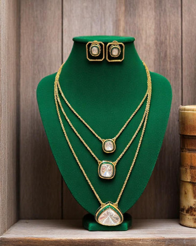 Three-Layered Polki Floaters and Earring set
