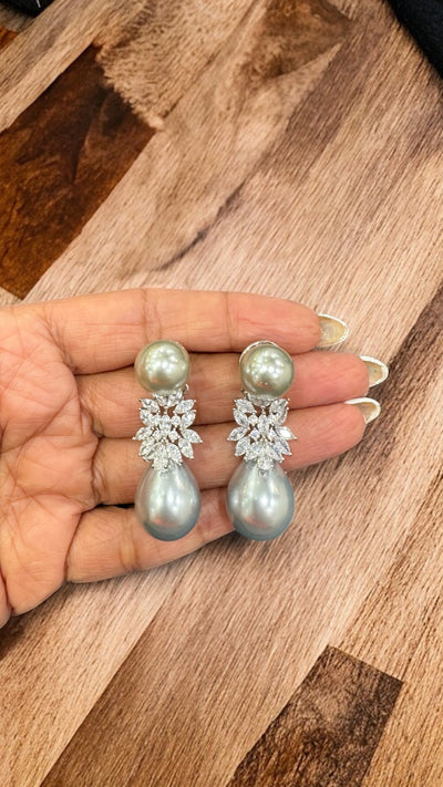 DUAL PEARL WITH MARQUISE EARRINGS
