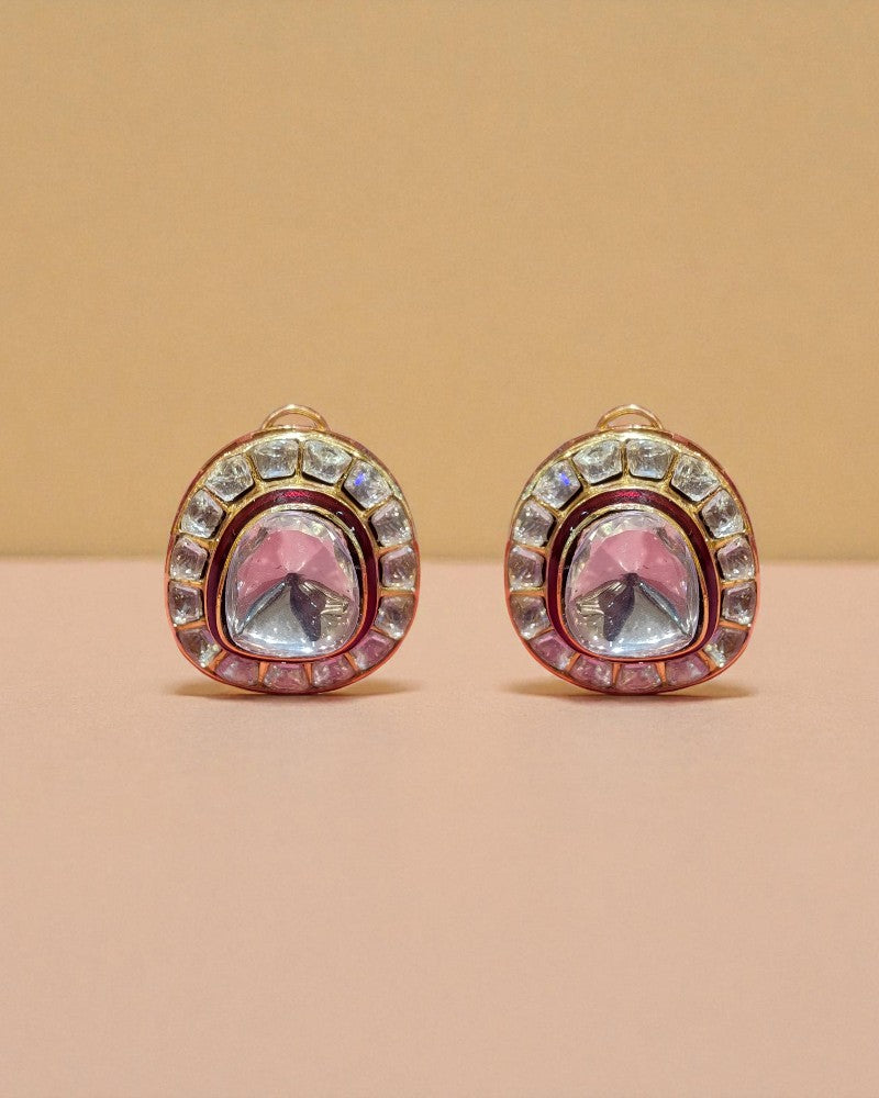 Blush Aura Polki Studs