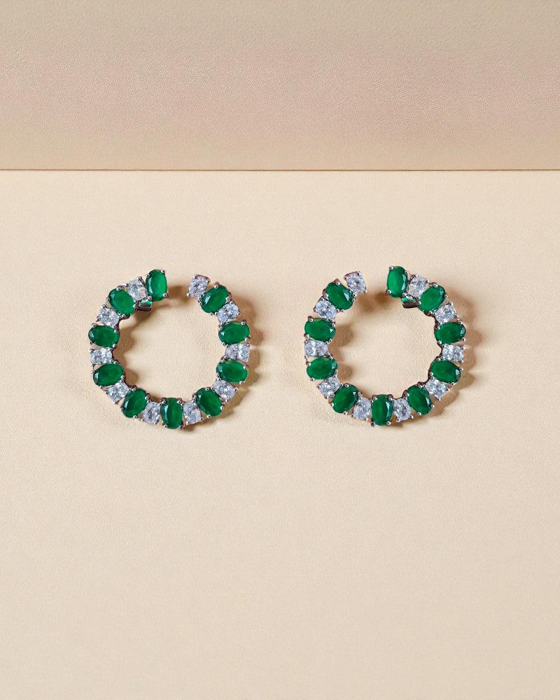 Emerald Circle Elegance Earrings