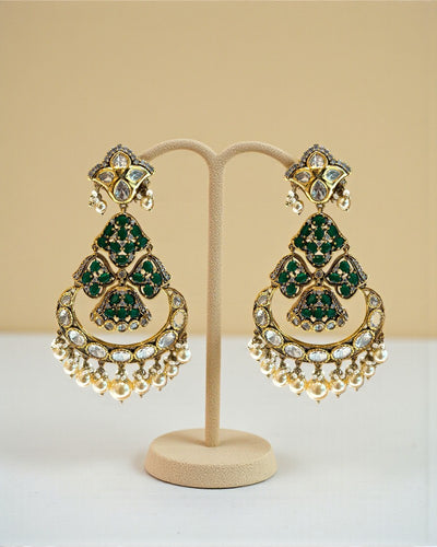 Emerald Aura Polki Chandbalis