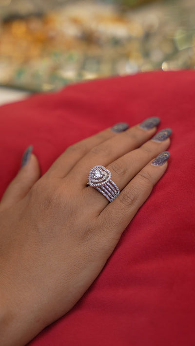 Heart Cut 5 Row Rings