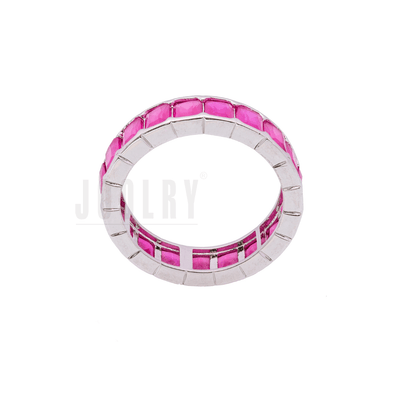 Emerald Cut Diamomd Eternity Ring Colored Bands