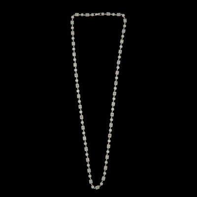 Classic Baguette And Round Diamonte Long Chain
