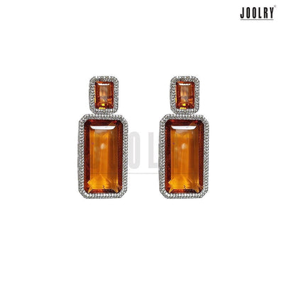 Citrine Rectangular Earrings
