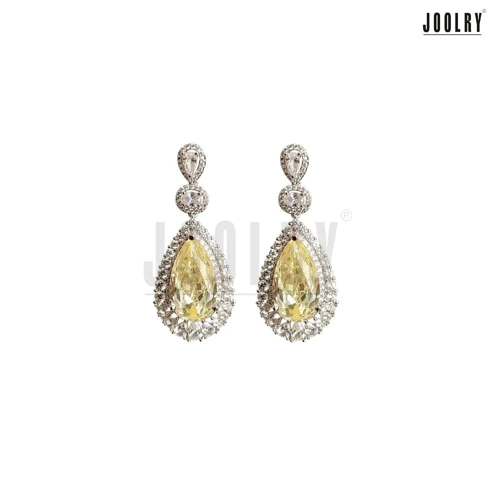 Janhvi Kapoor in Canary Yellow Pear Drop Earrings