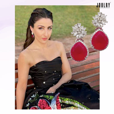 Soha Ali Khan in Marquise Cluster with Drops Earrings