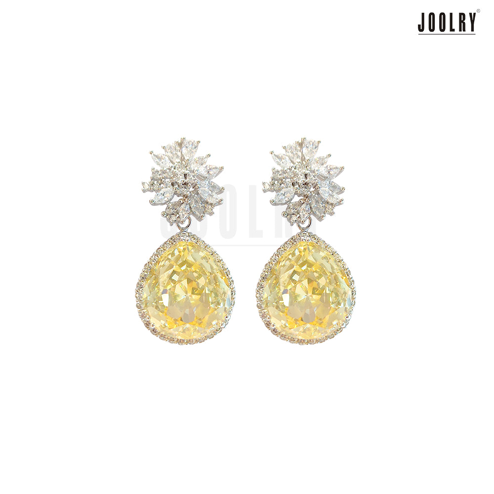Canary Marquise cluster yellow earrings