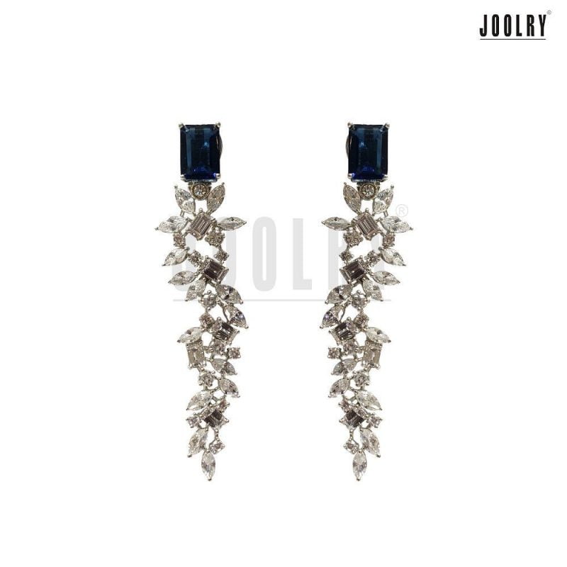Marquise and Emerald cut long chandelier Earrings