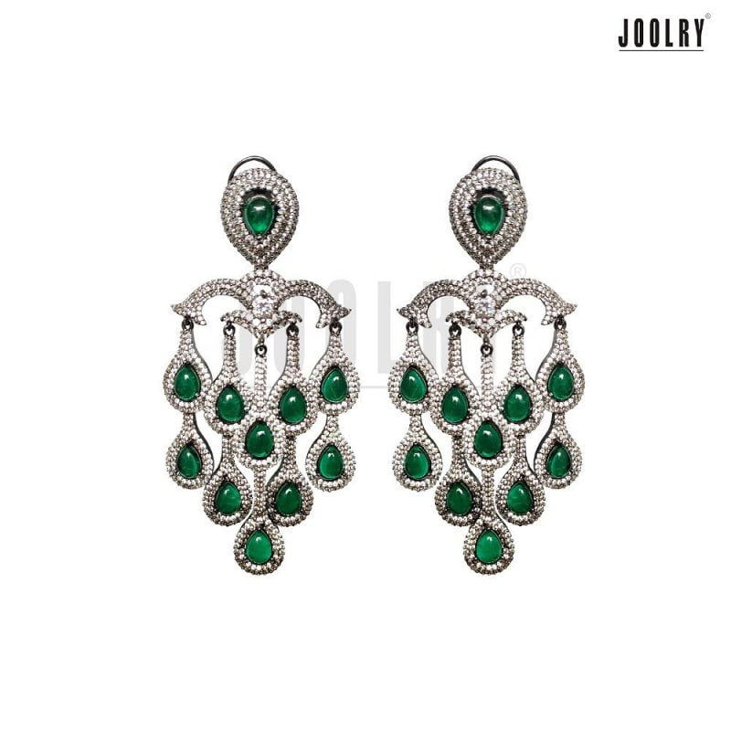 Cascade green/red vintage vibe chandelier earrings