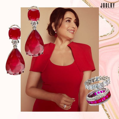 Madhuri Dixit in Mini Red doublet Chandeliers